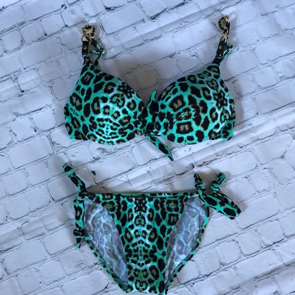 Other - Venus Leopard Print Detailed Underwire Molded C Cup Side Tie Bottom Swim Suit